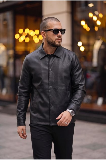 Men's Black Snap-On Seasonal Leather Jacket