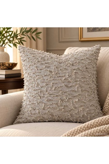 Bougainvillea Yarn Textured Throw Pillow Cover 42X42 cm