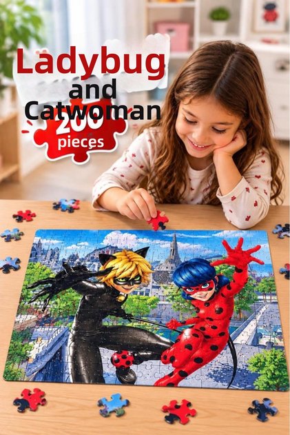 Ladybug and Black Cat 200 Piece Puzzle High Quality Printing Fun Puzzle