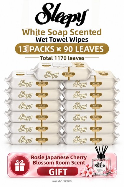 White Soap Scented Wet Towel Wipes Mega Set of 13 90 Sheets - Rosie Room Fragrance Gift