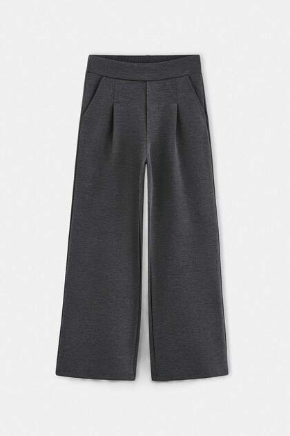 Anthracite Girls' Wide-Leg Sweatpants with Pockets Tkdaw27Ea00036
