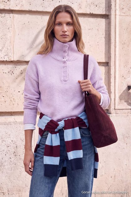 Wardrobe Essentials Lila Strickpullover aus Spezialgarn mit weicher Textur TWOAW27KZ00115
