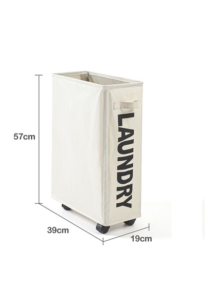 Beige Laundry Basket with Wheels Large Capacity Yoga Mat Storage Basket Multifunctional Foldable Wat