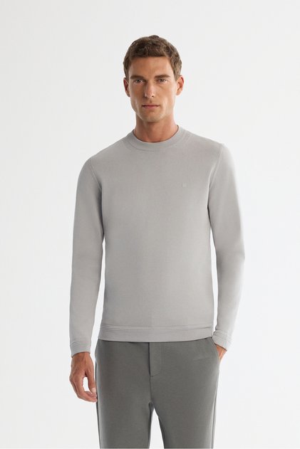 Erkek Gri Yüksek Bisiklet Yaka Rayon Tüylenmeyen Regular Fit Triko Kazak A42Y5001