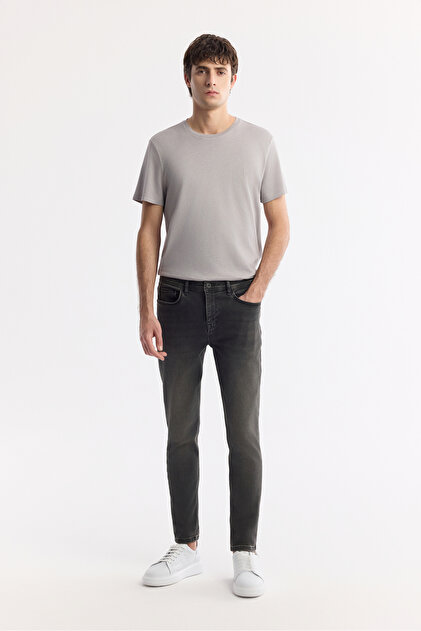 Erkek Gri Klasik Bel Eskitme Yıkama Elastan Rio Skinny Fit Jean Pantolon A42Y3512
