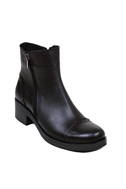 Black Women's Daily Heeled Genuine Leather Boots 074.101