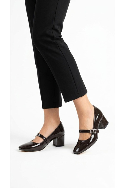 Brown Patent Leather Women's Heeled Shoes 036.7935