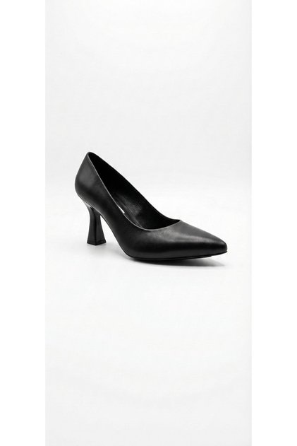 Black Women's Genuine Leather Heeled Shoes 715.780