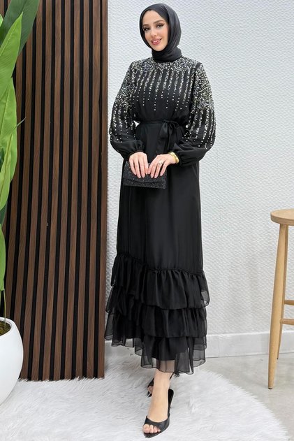 Suna Pearl Chiffon Dress