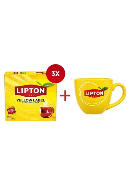 Yellow Label Glass Bag Tea 100Pcs X 3 Pieces + Gift Mug