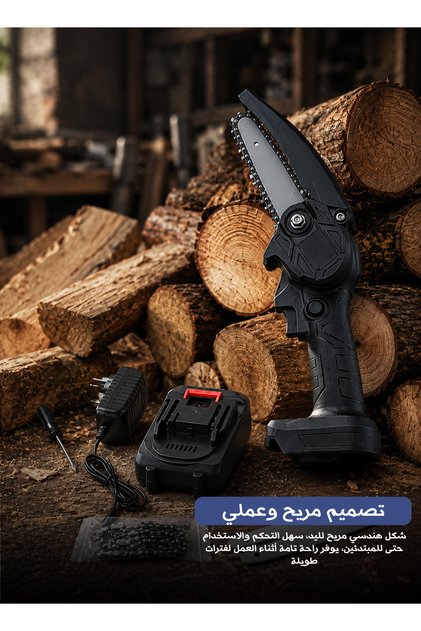 Portable Cordless Electric Chainsaw Battery Powered Mini Handheld Saw for Hardwood Cutting