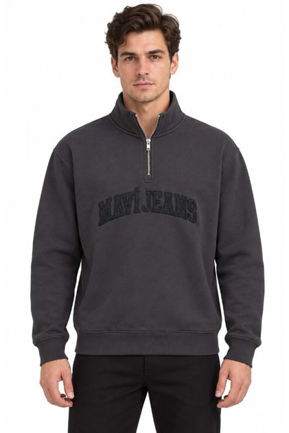 M0S20113 Jeans Logo Embroidered Half Zipper Men's Sweatshirt Smoked