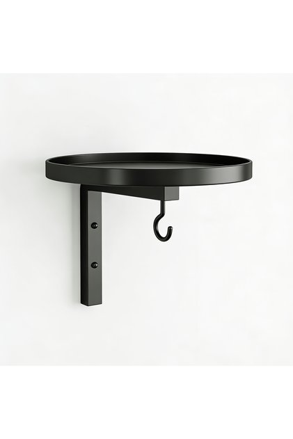 1PC Wall Mounted Metal Bird Bath with Feeder Hook, Durable Outdoor Bird Bath Bowl for Garden, Patio
