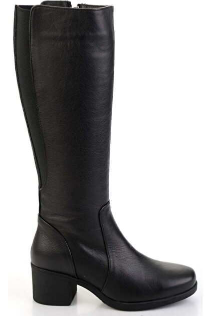 Ayakdaş 021-1 Stretch Genuine Leather Women's Boots Black