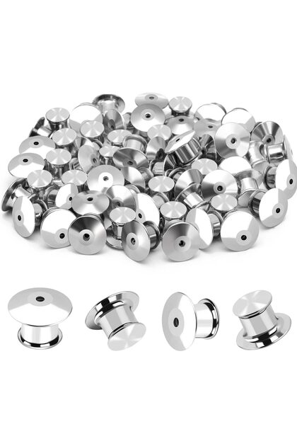 20pcs Pin Back 20-Piece Stainless Steel Locking Pin Backs | Secure Clasps for Brooches, Lapel Pins &