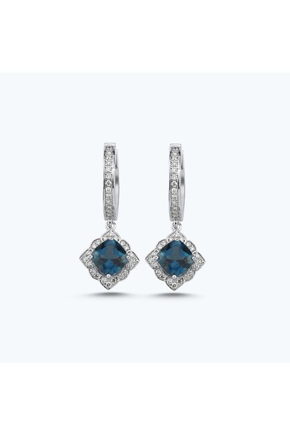 Pırlanta London Blue Topaz Küpe