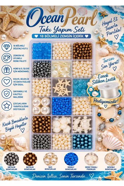 Summer Season Pearl Starfish Seashell Glass Beads Jewelry Making Hobby Set