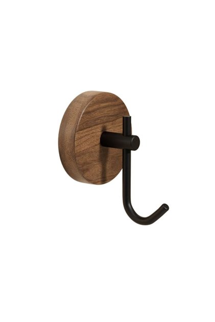 1PC Black No Drilling Walnut Hanging Hanger Robe Hook Coat Storage Rack Adhesive Wall Hooks Key Deco