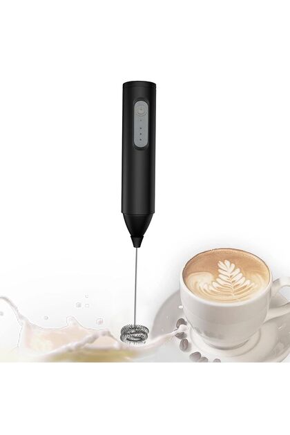 <0.5L black MINI Milk Frother USB Rechargeable 3 Speeds Foam Maker Coffee Whisk Mixer Electric Handl