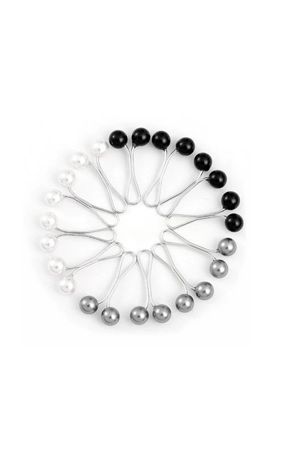12pcs-3colors A 12pcs Women Hijab Pins Clips Set Cute Scarf Clip Pearl Brooch Pins, Headscarf Shawl