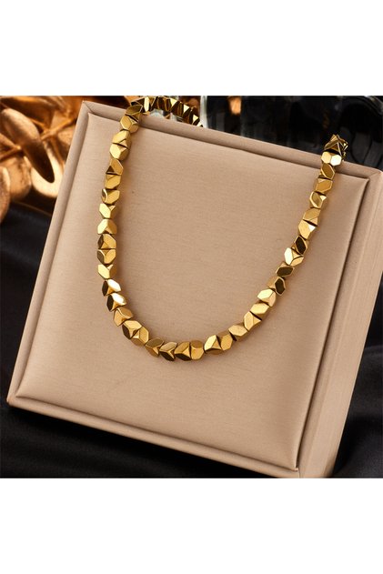 N1817 XIYANIKE 316L Stainless Steel Necklace for Women Gold Color Chain Irregular Bead Exquisite Cha