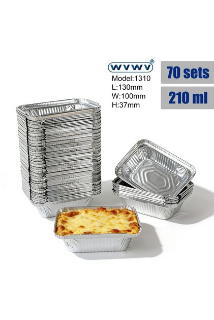70Pcs No Lid 70Pcs, 210ml Cake-Shaped Aluminum Foil Baking Pans, Suitable for Baking, Cakes, Cheese,