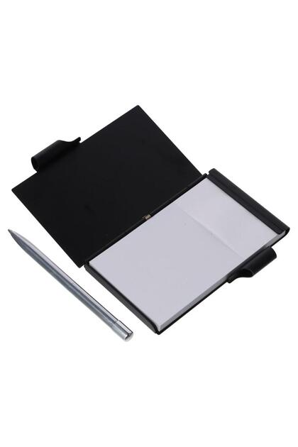 Black Metal Pocket Notebook Aluminum with Pen and Refillable Paper Mini Notepad Portable Travel Note