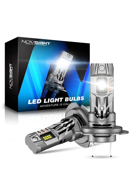 H7 NOVSIGHT H7 LED Headlight Bulbs 1:1 Size Light Mini Headlamp 70W 16000LM with Fan 6500K White 12V