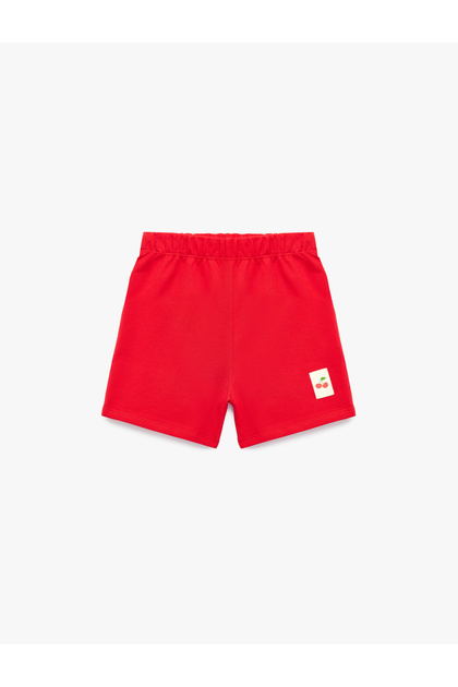 Cherry Print Detailed Tie-Waist Cotton Shorts