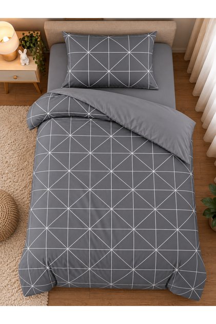 Single Person Elastic Sheet Duvet Cover Set Cotton Geometric