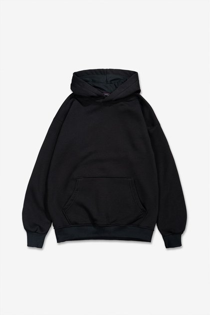 Black Basic Men's Hoodie Pl1745Sy