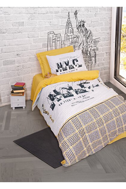 Young Room Single Duvet Cover Set Worldwide Mustard