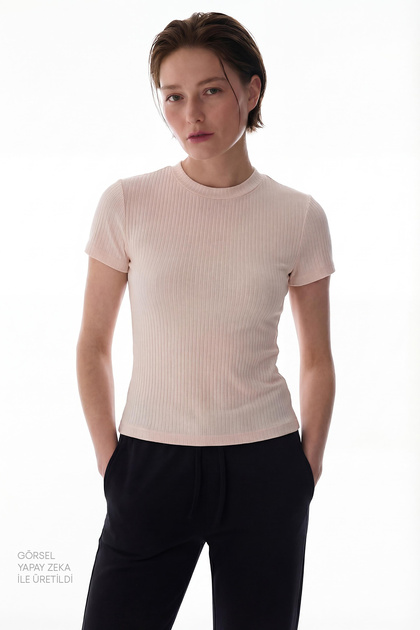 Ecru Half Turtleneck Modal Top