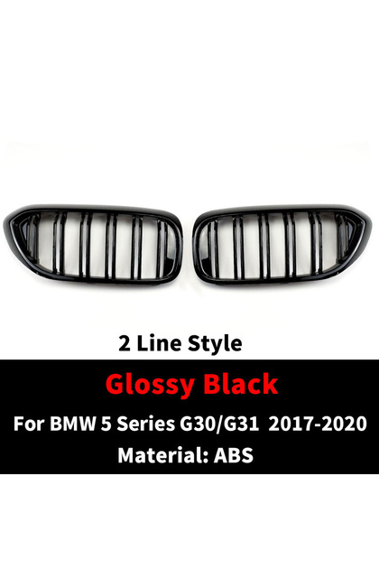 Glossy Black Front Bumper Grill For BMW 5 Series M5 G30 G31 520i 530i 540i ABS 2-Slat Gloss Black Fr