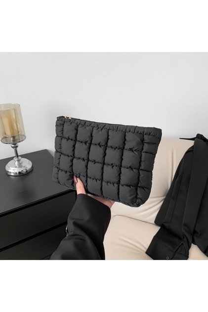 black Wholesale Women Cosmetic Quilted Bag Square Makeup Storage Clutch Bags Simple Girl Lipstick To