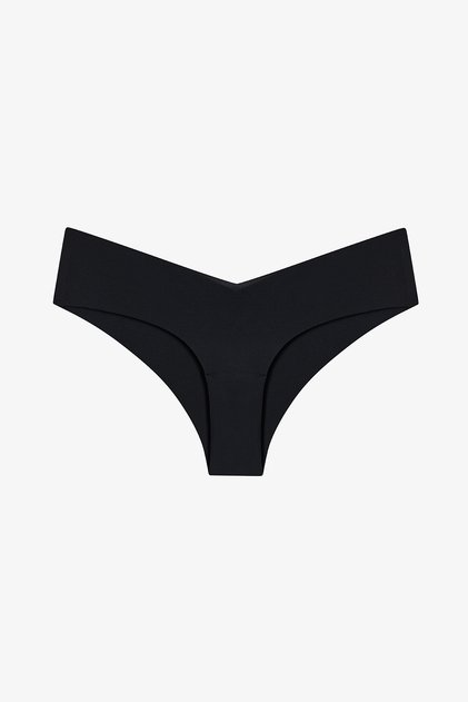 Black Non-Marking Laser Cut V Cut Hipster Panties