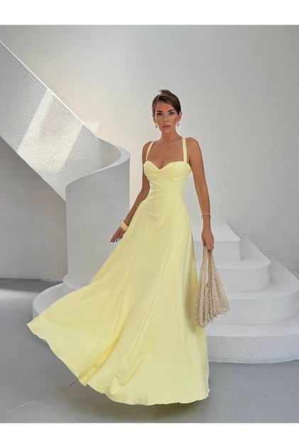 MAİLY Maxi Elbise 1357 - Sarı