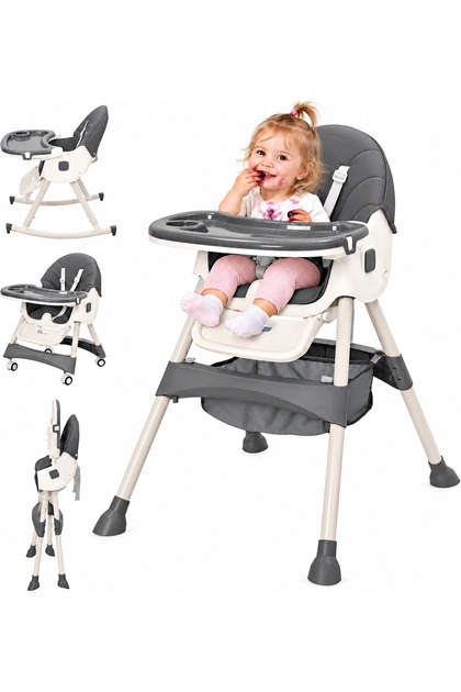 Scaun de masă pliabil 4 în 1 KinderVibe 6 luni+, multifuncțional și stabil, înălțime reglabilă, D