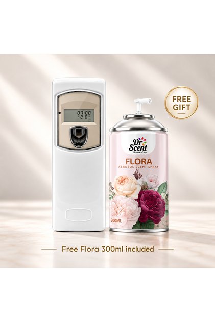 د. سنت جهاز بخاخ معطر الجو أيروسول LCD، أبيض | جهاز بخاخ معطر جو أوتوماتيكي