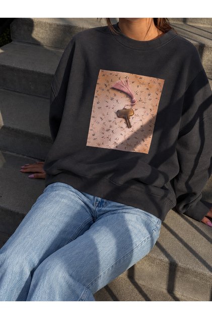 Women's Brown Embossed Printed Cotton Sweatshirt
