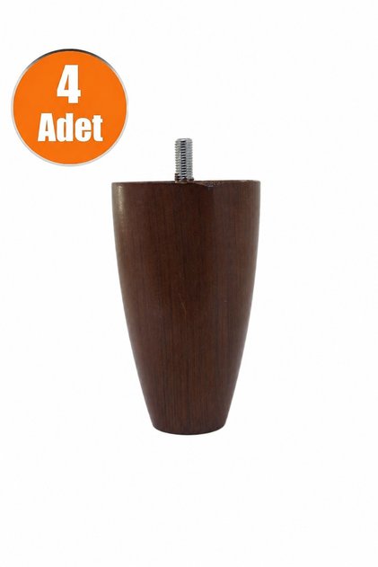 MODA Adalya 12 Cm Mobilya Baza Koltuk Puf Silindir Ayak Kanepe Ayağı Ceviz Ince Diş M8 (4 Adet)