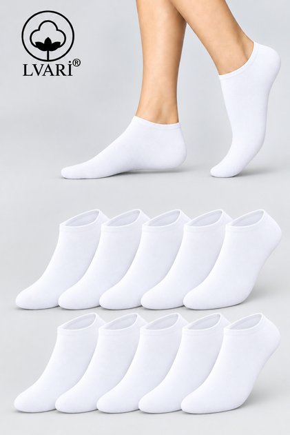 10 Pack Unisex Cotton White Bootie Socks - Women's and Men's Anti-Sweat Anti-Slip Heel