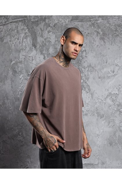 Unprinted Boxy Fit Unisex Antique Painting Enzyme Wash Short Sleeve T-Shirt