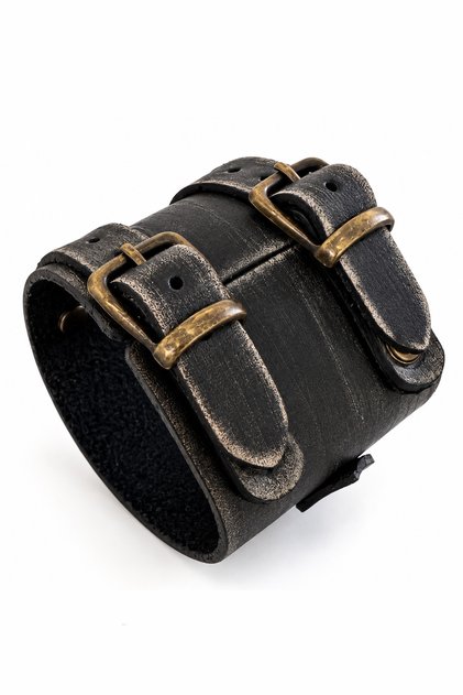 Johnny Depp Handcrafted Distressed Black Men's Leather Bracelet