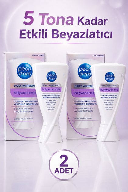 Hollywood Smile -2 Adet- Beyazlatıcı Diş Macunu | Aktif Oksijen | 5 Kat Daha Beyaz Dişler | 50 ml