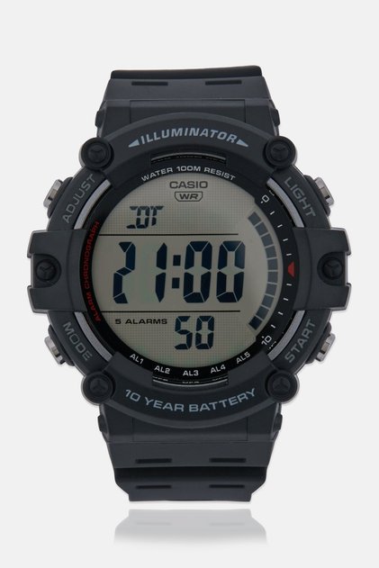 Men AE1500WH1AVDF Silicone Digital Watch 51 mm, Black