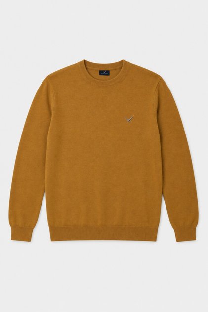 Fusa Mustard 100% Cotton Crew Neck Sweater