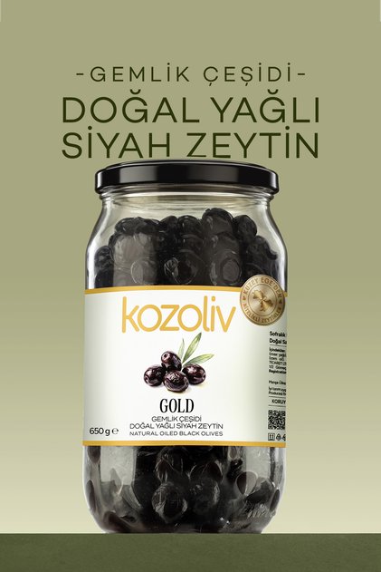 Doğal Gemlik Çeşidi Yağlı Siyah Zeytin 650 gr Cam Kavanoz