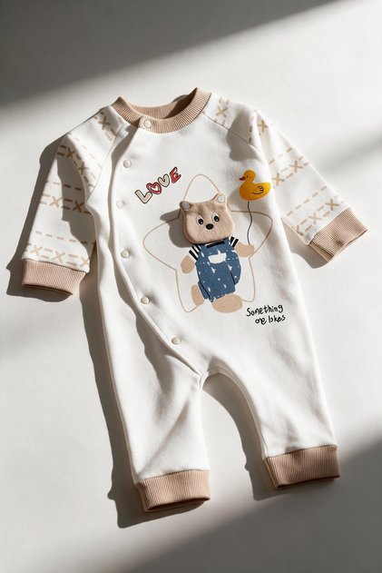 Premium Baby Boy Romper with Bear Detail