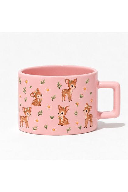 Mugtory Bambi ve Papatyalar Desenli Hediyelik Seramik Kupa – 200 ml